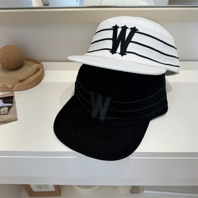 W Embroidered Duckbill Caps Unisex Corduroy - Image 5