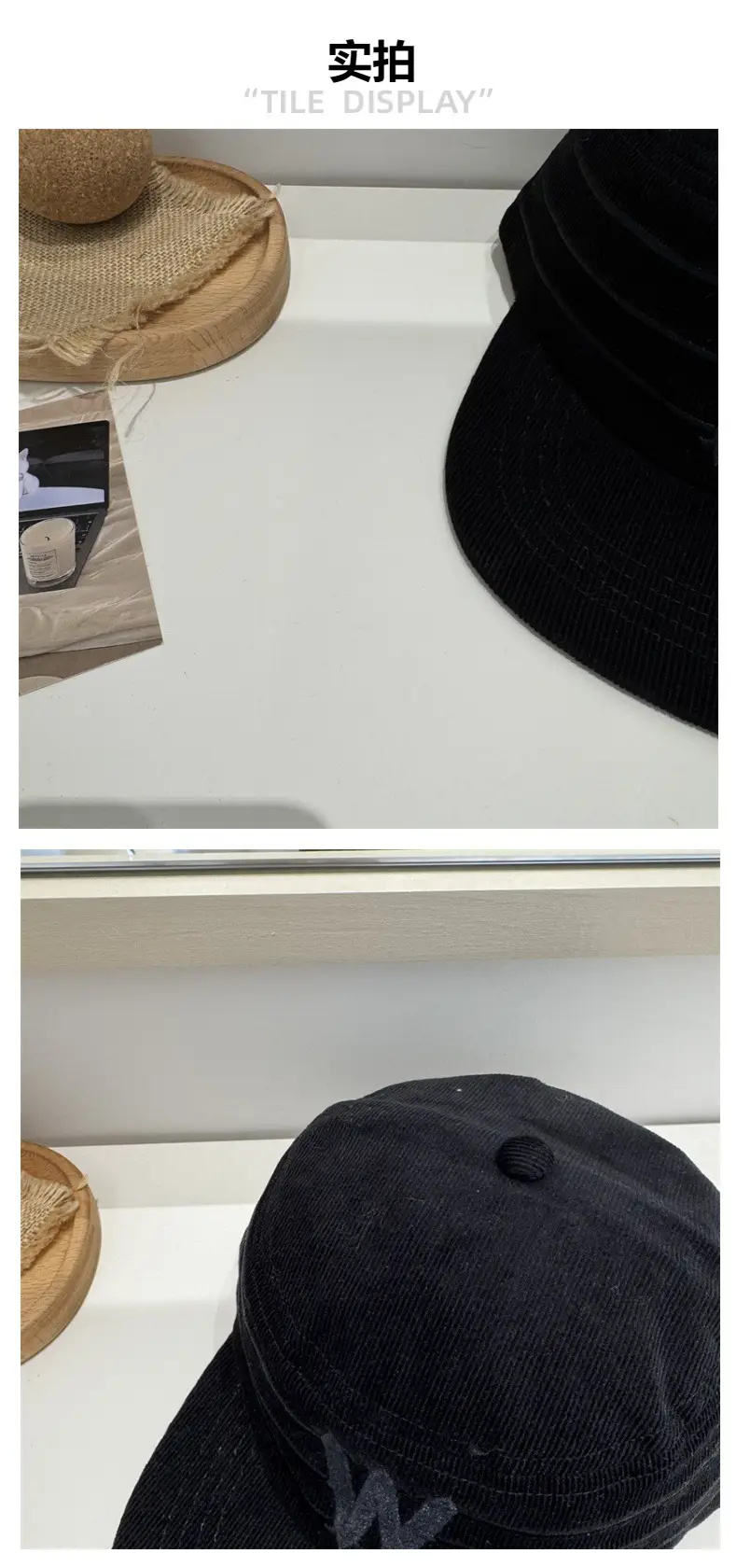 W Embroidered Duckbill Caps Unisex Corduroy — feature 4