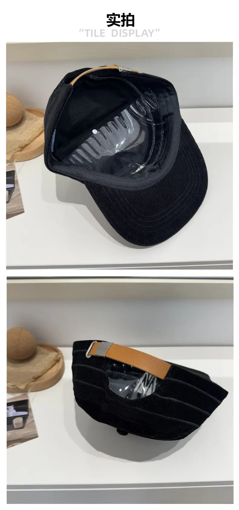 W Embroidered Duckbill Caps Unisex Corduroy — feature 5