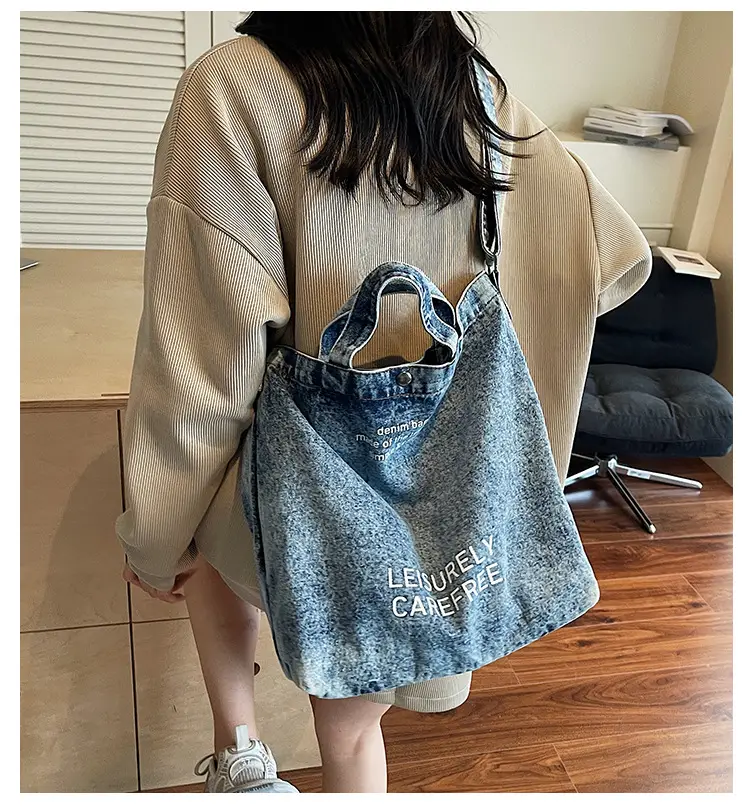 Denim Shoulder Bag for Women, Literary Artistic Commute — feature 1