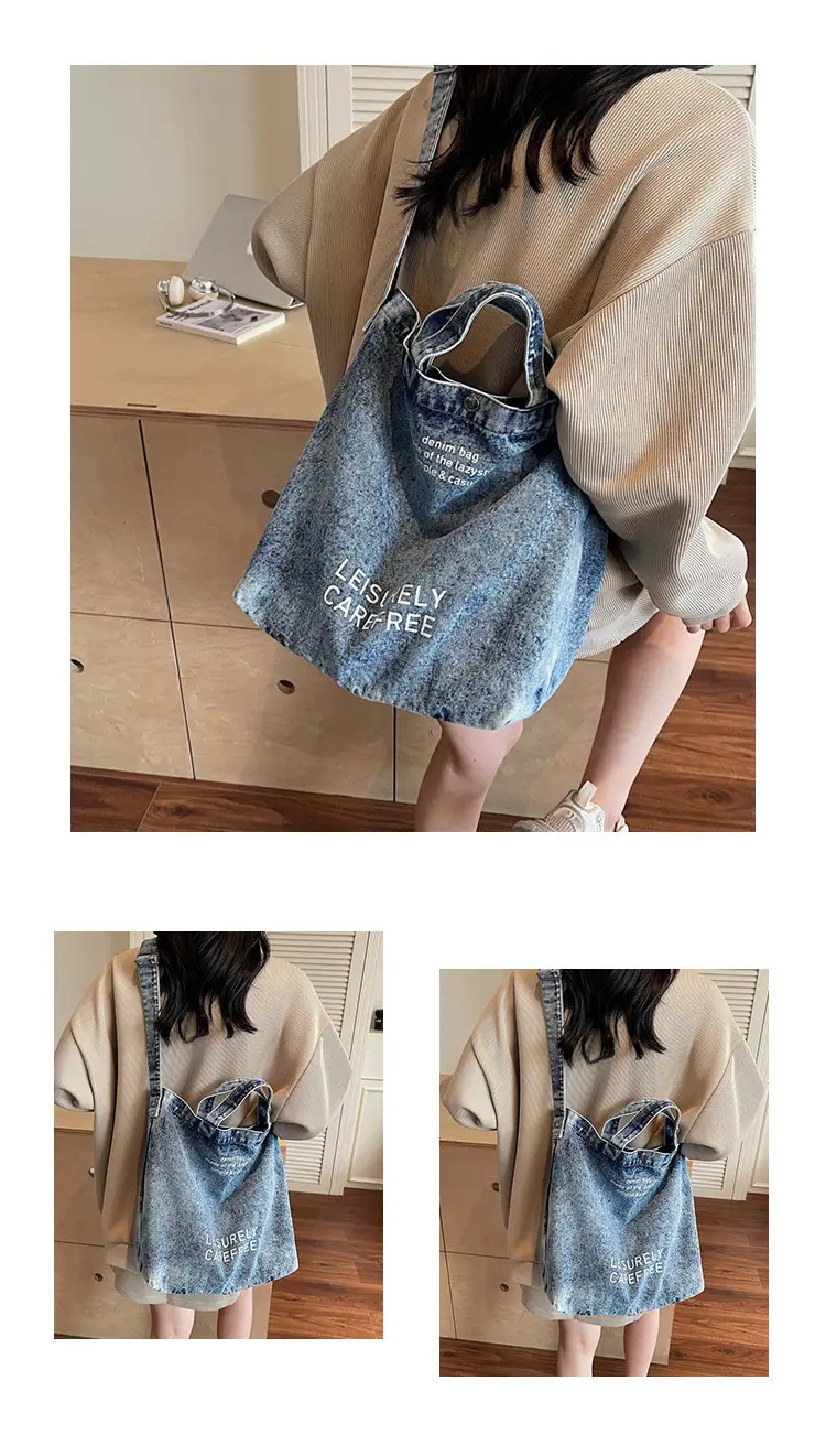 Denim Shoulder Bag for Women, Literary Artistic Commute — feature 12