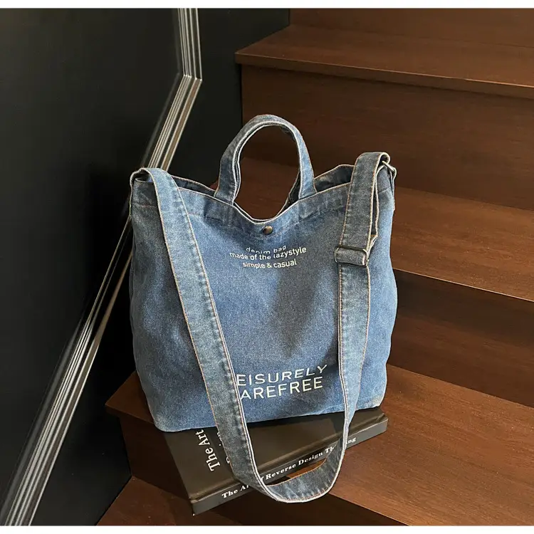 Denim Shoulder Bag for Women, Literary Artistic Commute — feature 16