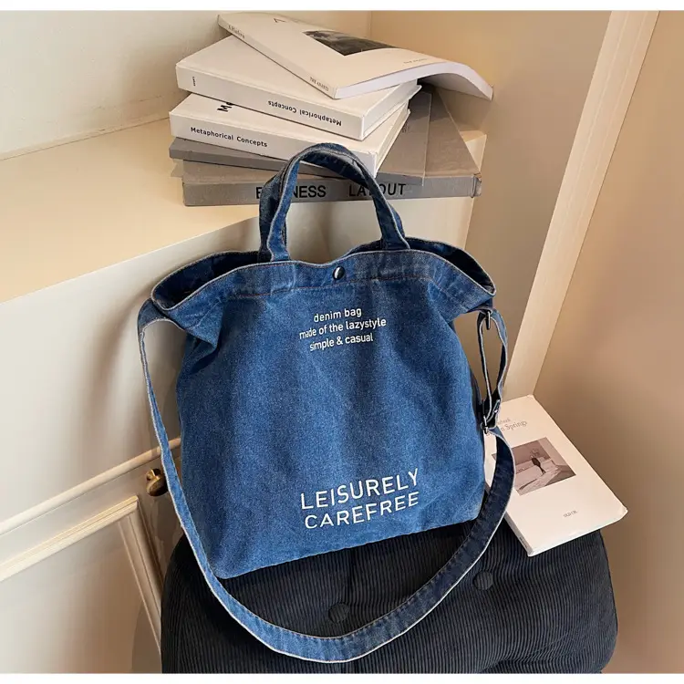 Denim Shoulder Bag for Women, Literary Artistic Commute — feature 19
