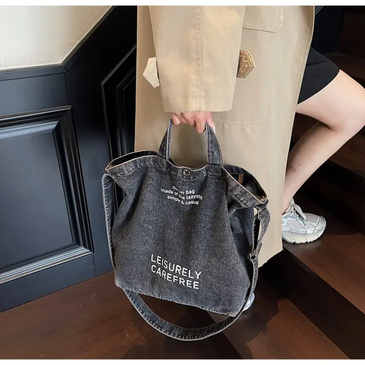 Denim Shoulder Bag for Women, Literary Artistic Commute — feature 23