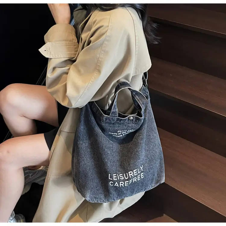 Denim Shoulder Bag for Women, Literary Artistic Commute — feature 25