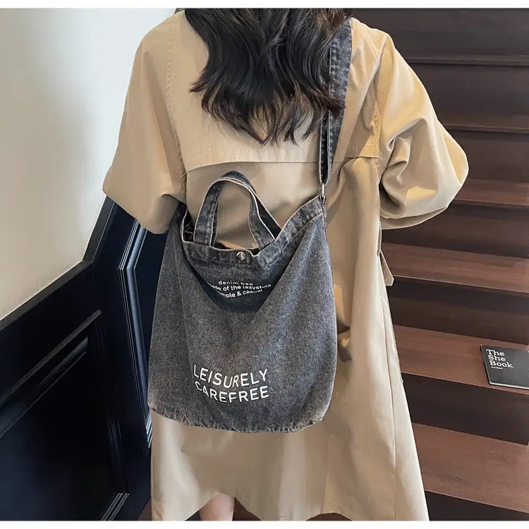 Denim Shoulder Bag for Women, Literary Artistic Commute — feature 27