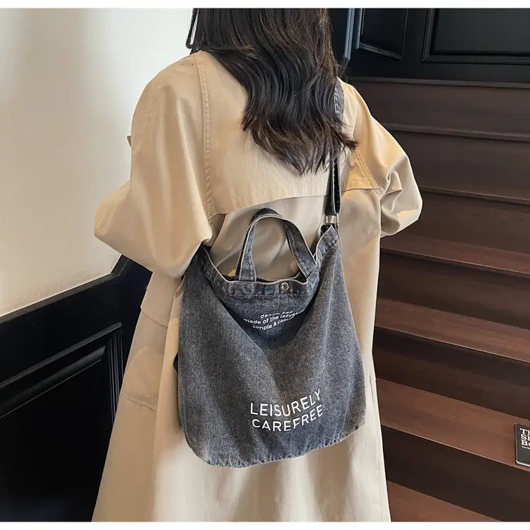 Denim Shoulder Bag for Women, Literary Artistic Commute — feature 28