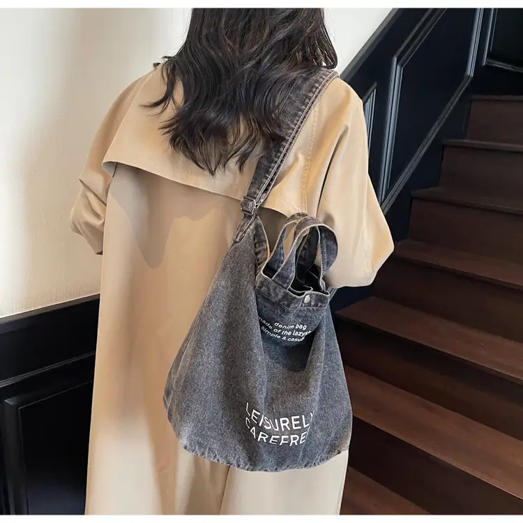 Denim Shoulder Bag for Women, Literary Artistic Commute — feature 29