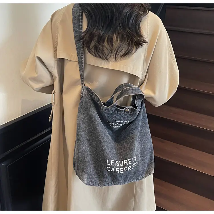 Denim Shoulder Bag for Women, Literary Artistic Commute — feature 31