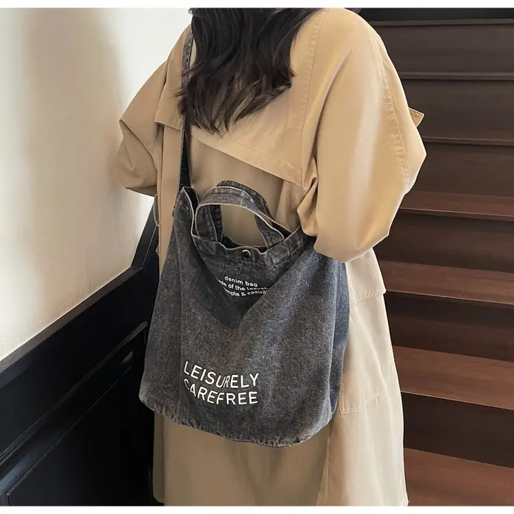 Denim Shoulder Bag for Women, Literary Artistic Commute — feature 32