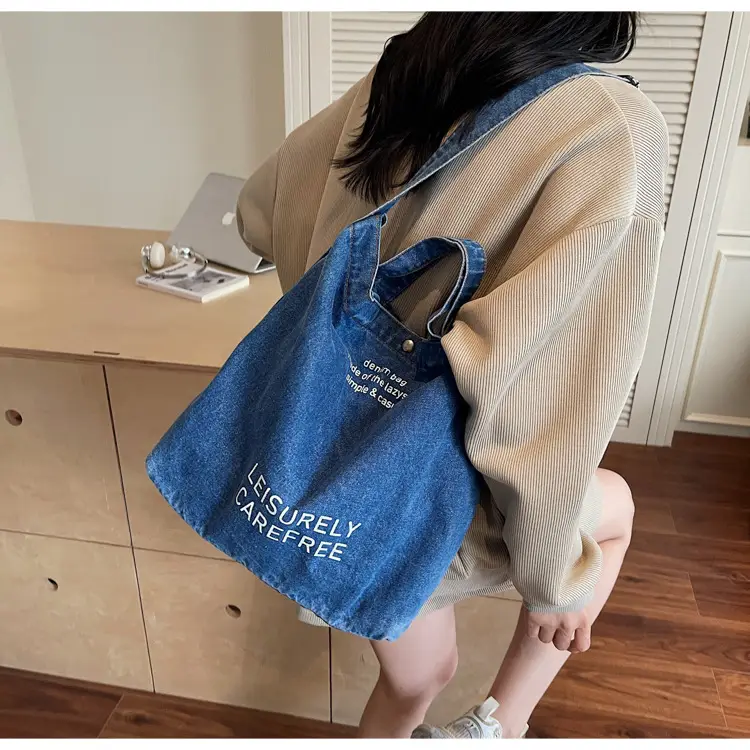 Denim Shoulder Bag for Women, Literary Artistic Commute — feature 33