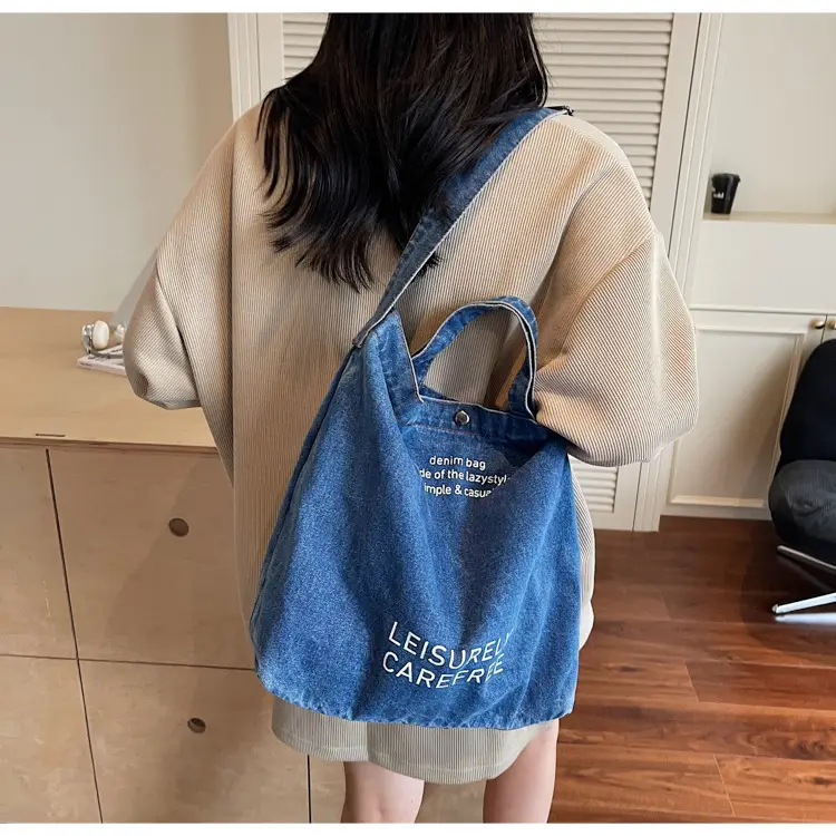 Denim Shoulder Bag for Women, Literary Artistic Commute — feature 35