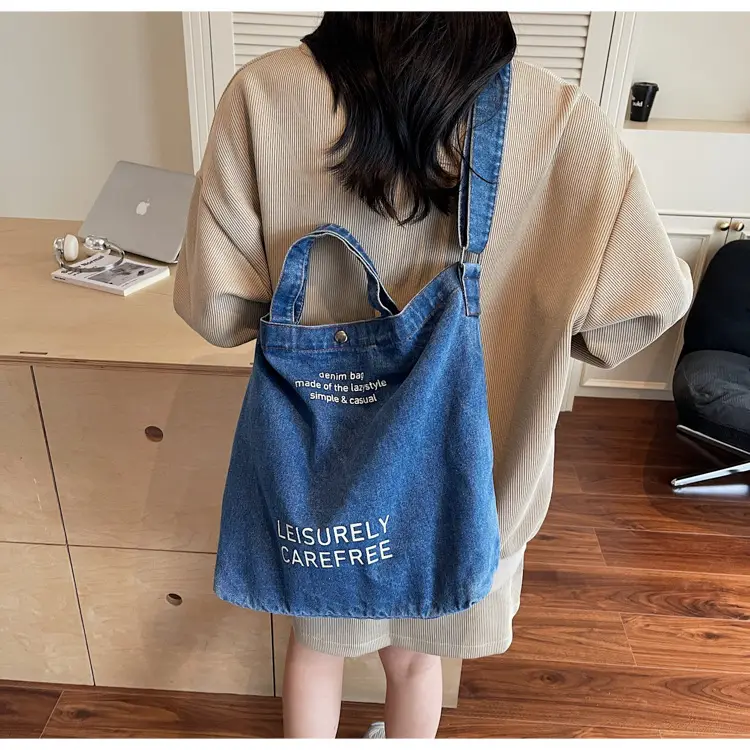 Denim Shoulder Bag for Women, Literary Artistic Commute — feature 37