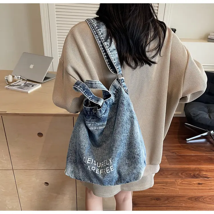 Denim Shoulder Bag for Women, Literary Artistic Commute — feature 38