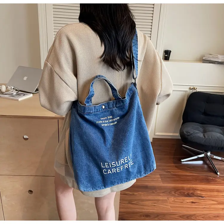 Denim Shoulder Bag for Women, Literary Artistic Commute — feature 39