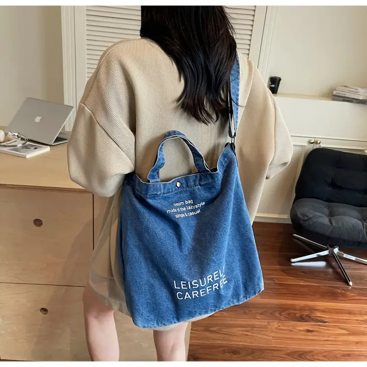 Denim Shoulder Bag for Women, Literary Artistic Commute — feature 40