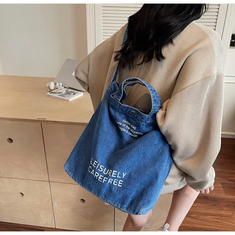 Denim Shoulder Bag for Women, Literary Artistic Commute — feature 41