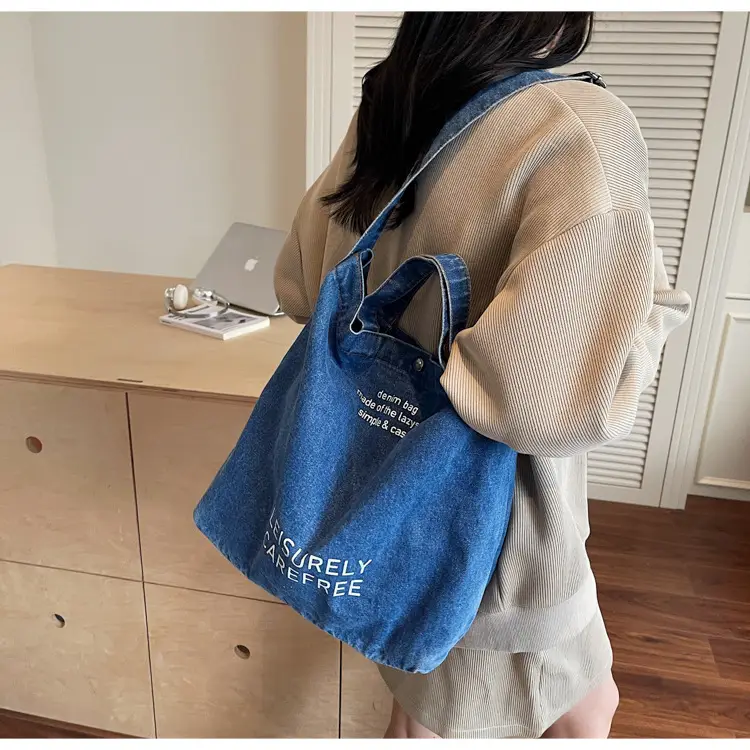 Denim Shoulder Bag for Women, Literary Artistic Commute — feature 42