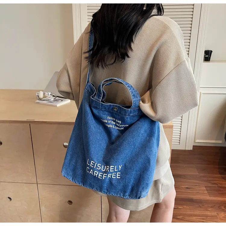 Denim Shoulder Bag for Women, Literary Artistic Commute — feature 43