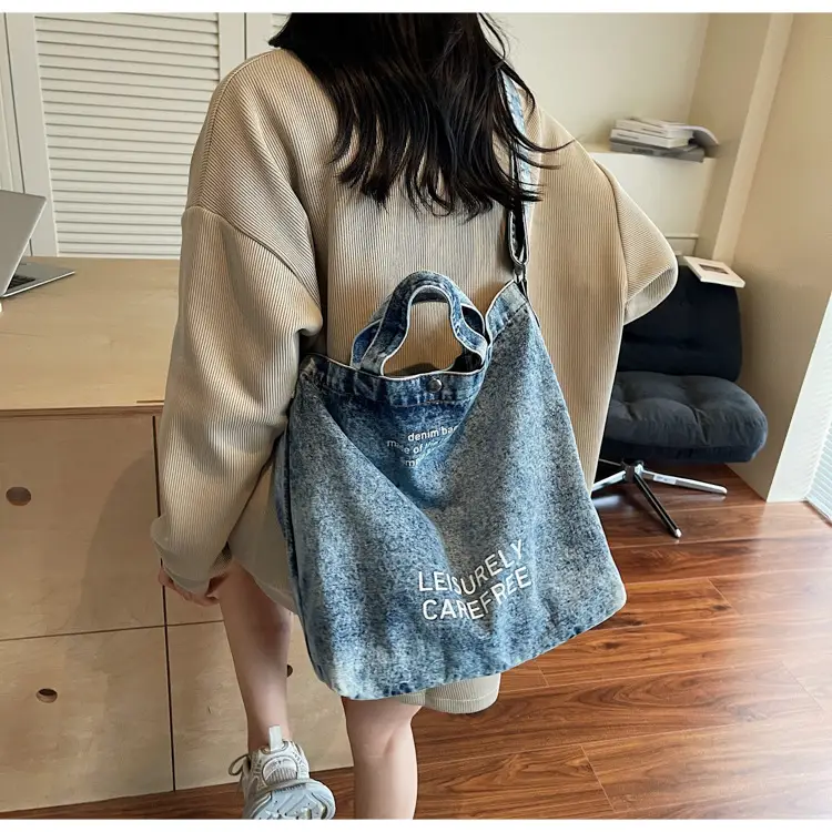 Denim Shoulder Bag for Women, Literary Artistic Commute — feature 44