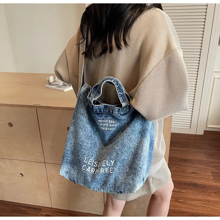 Denim Shoulder Bag for Women, Literary Artistic Commute — feature 49