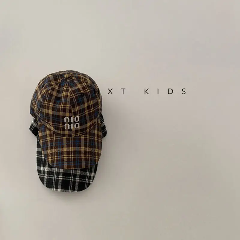 Children's Plaid Baseball Cap with Embroidery for Spring Autumn - Image 6