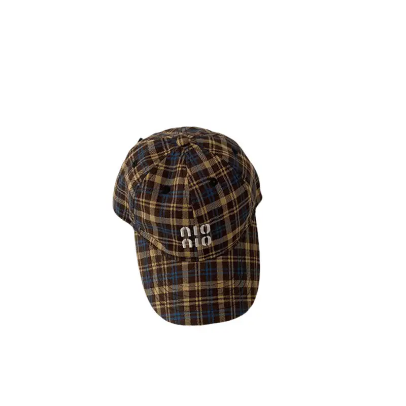 Children's Plaid Baseball Cap with Embroidery for Spring Autumn - Image 7