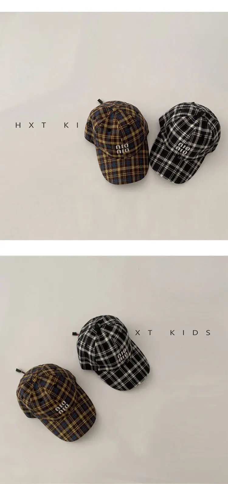 Children's Plaid Baseball Cap with Embroidery for Spring Autumn — feature 2