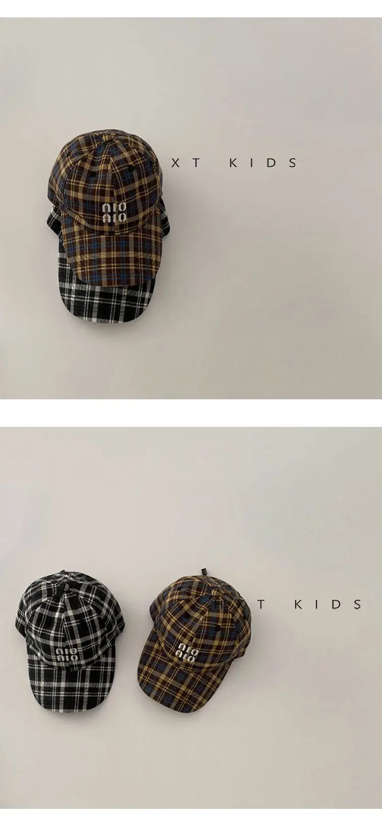 Children's Plaid Baseball Cap with Embroidery for Spring Autumn — feature 4