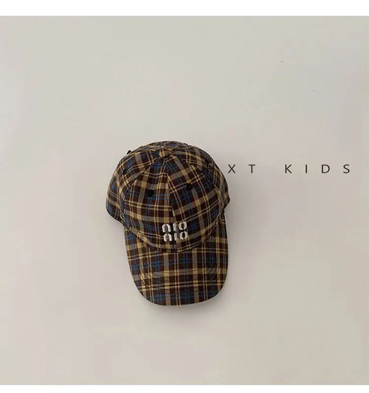 Children's Plaid Baseball Cap with Embroidery for Spring Autumn — feature 5