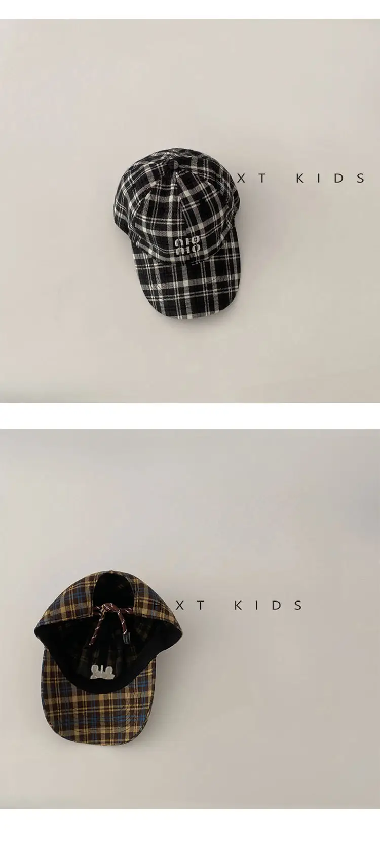 Children's Plaid Baseball Cap with Embroidery for Spring Autumn — feature 6