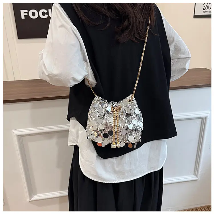 Black Sequin One Shoulder Crossbody Bag — feature 10
