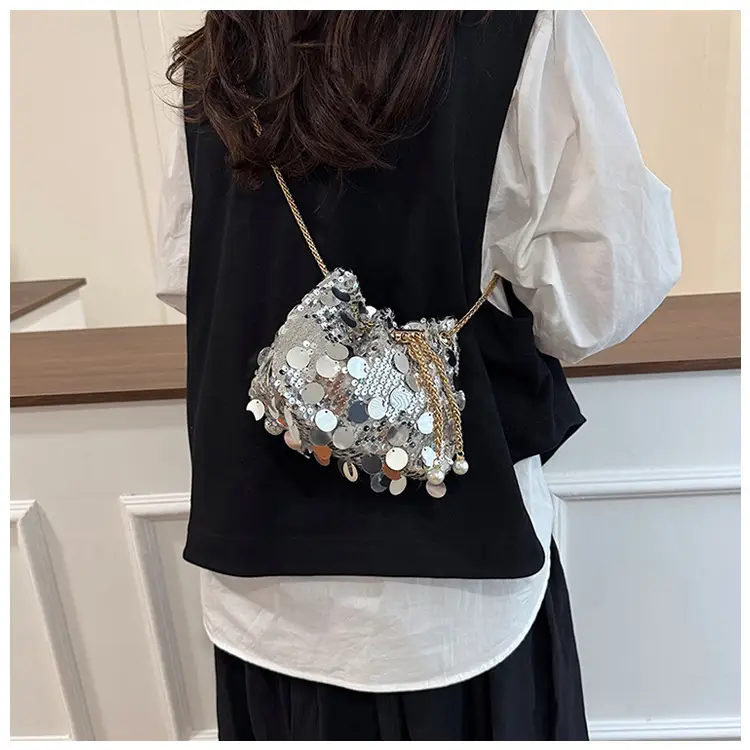 Black Sequin One Shoulder Crossbody Bag — feature 11