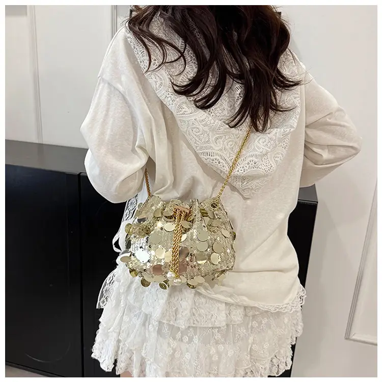 Black Sequin One Shoulder Crossbody Bag — feature 19