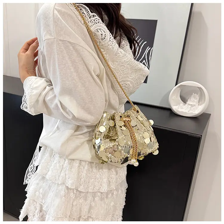 Black Sequin One Shoulder Crossbody Bag — feature 20