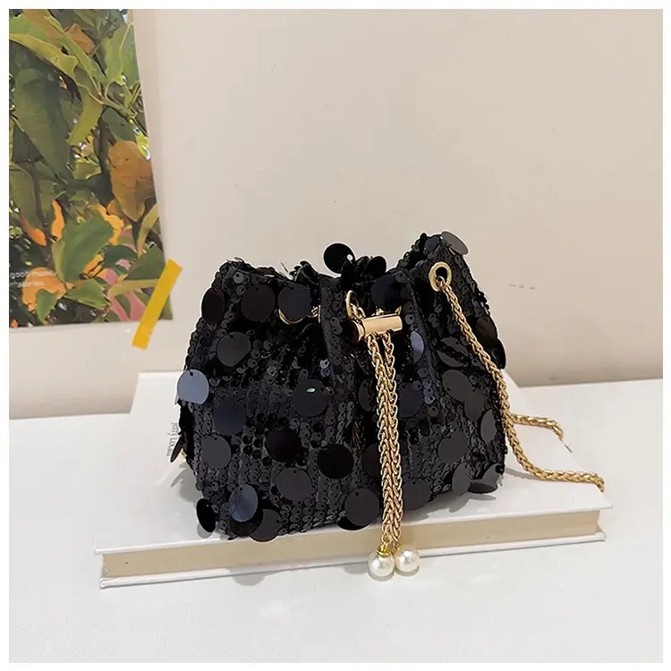 Black Sequin One Shoulder Crossbody Bag — feature 21