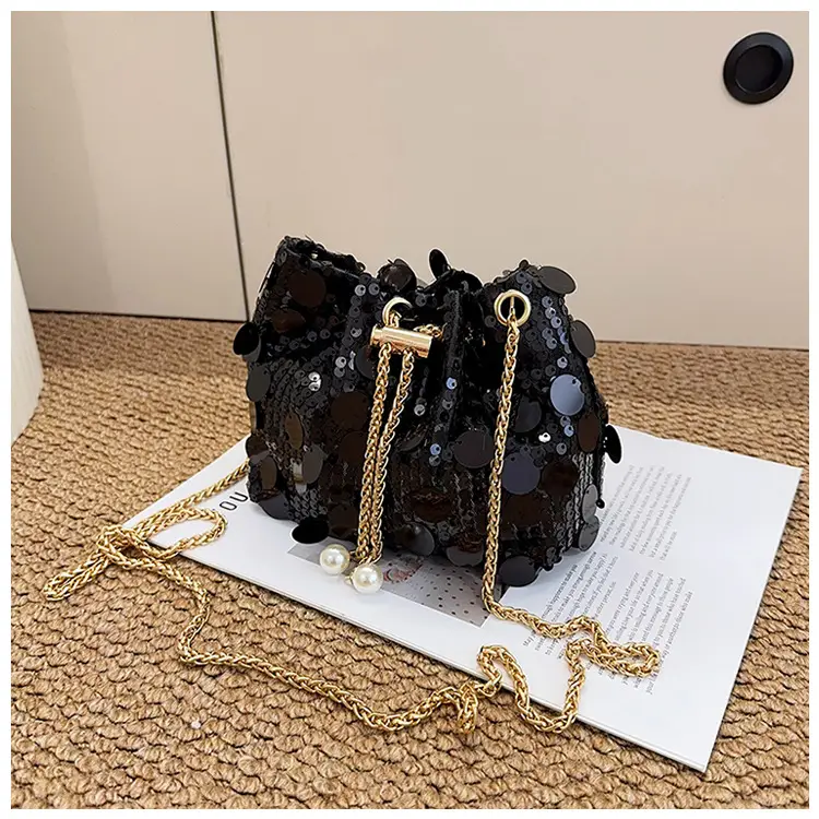 Black Sequin One Shoulder Crossbody Bag — feature 26