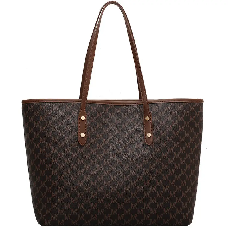 Large Capacity Satchel Tote Bag for Women Brown Monogram - Image 8