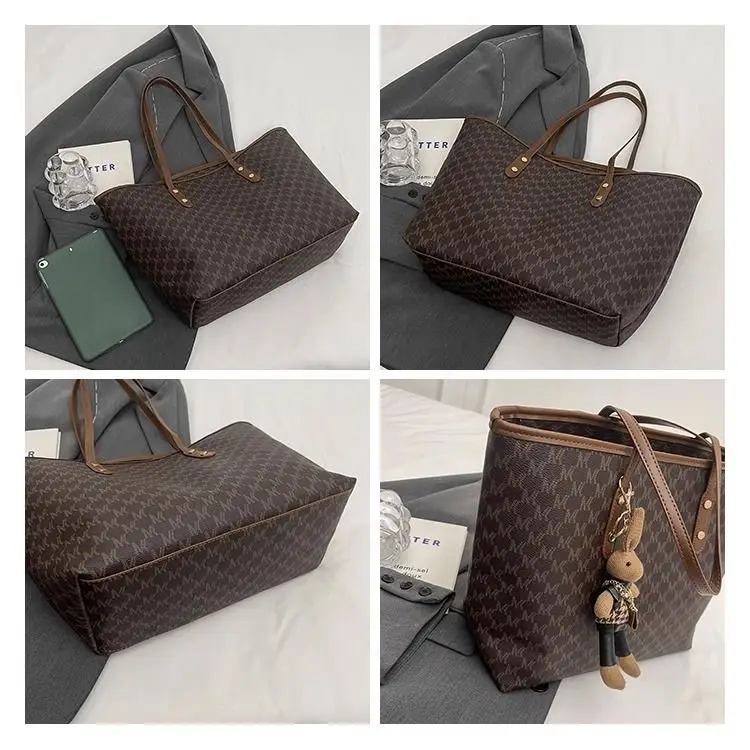 Large Capacity Satchel Tote Bag for Women Brown Monogram — feature 10
