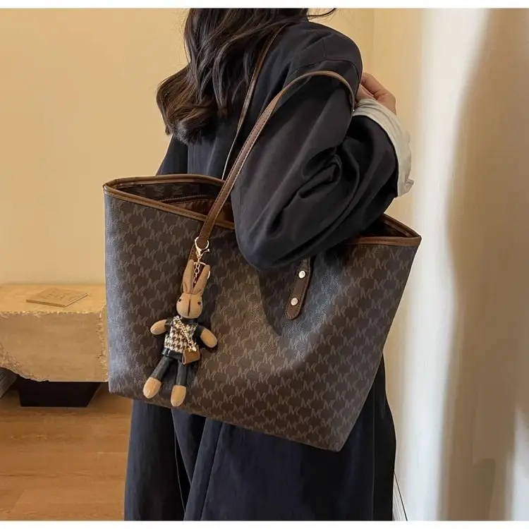 Large Capacity Satchel Tote Bag for Women Brown Monogram — feature 11