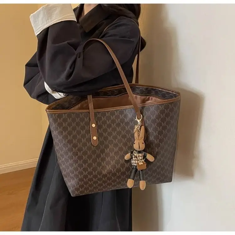 Large Capacity Satchel Tote Bag for Women Brown Monogram — feature 12