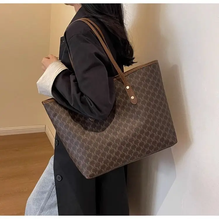 Large Capacity Satchel Tote Bag for Women Brown Monogram — feature 23