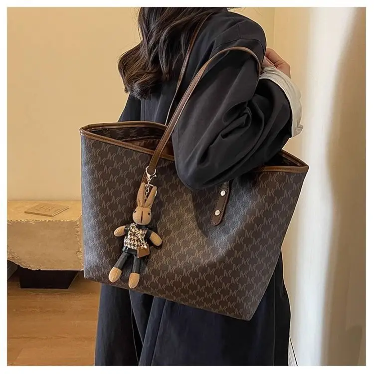 Large Capacity Satchel Tote Bag for Women Brown Monogram — feature 3