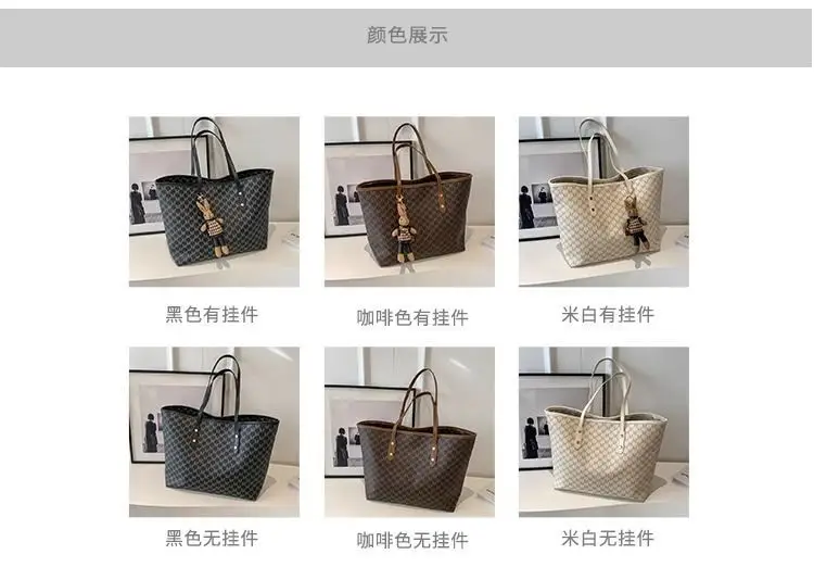 Large Capacity Satchel Tote Bag for Women Brown Monogram — feature 5