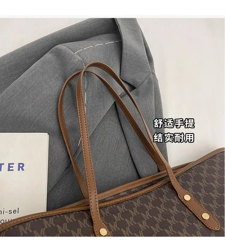 Large Capacity Satchel Tote Bag for Women Brown Monogram — feature 8