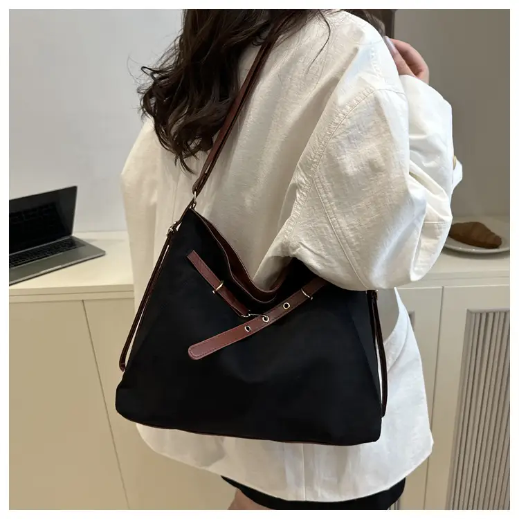 Retro Suede Shoulder Bag Beige Black Handle 2025 — feature 22