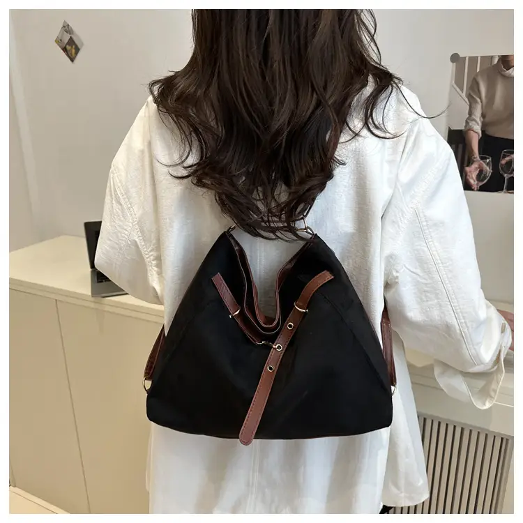Retro Suede Shoulder Bag Beige Black Handle 2025 — feature 23