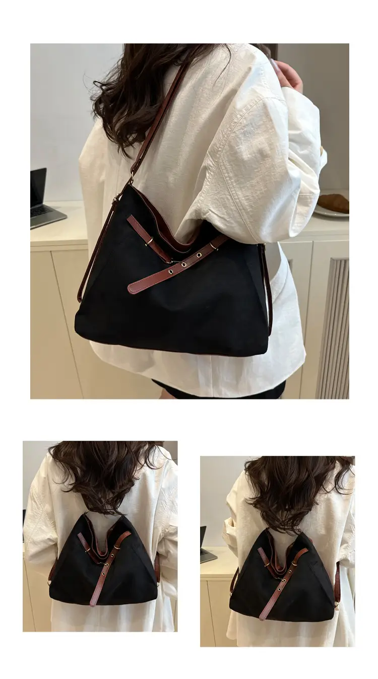 Retro Suede Shoulder Bag Beige Black Handle 2025 — feature 29