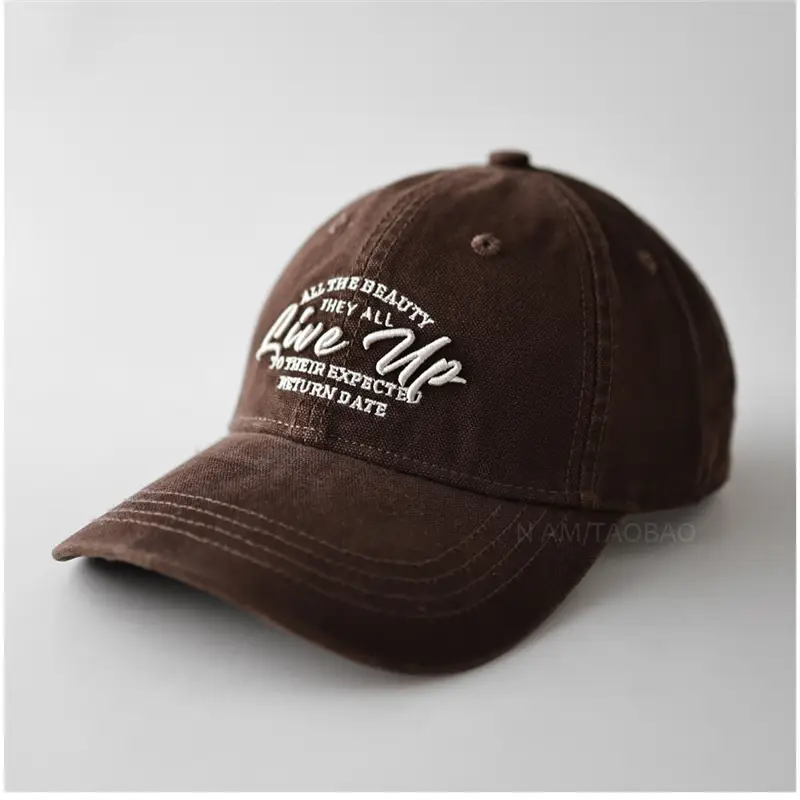Brown Three-Dimensional Letter Embroidered Baseball Cap - Image 8