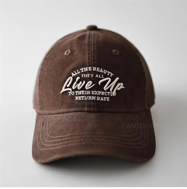 Brown Three-Dimensional Letter Embroidered Baseball Cap — feature 10